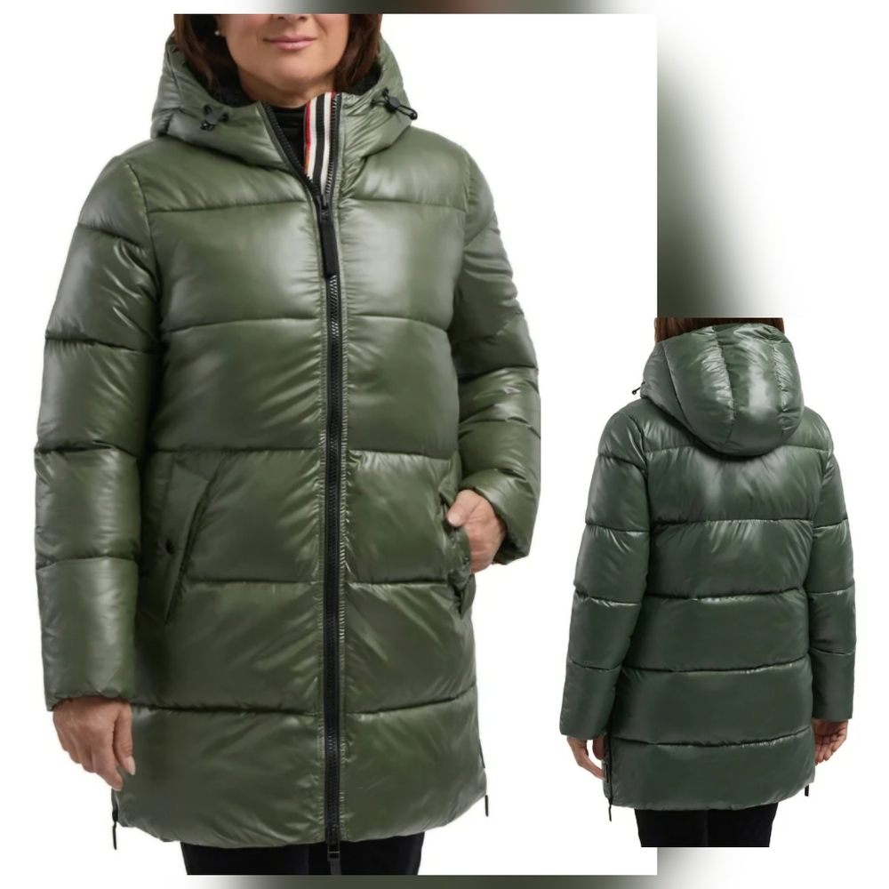 Hunter Olive Green Puffer Coat with Hood